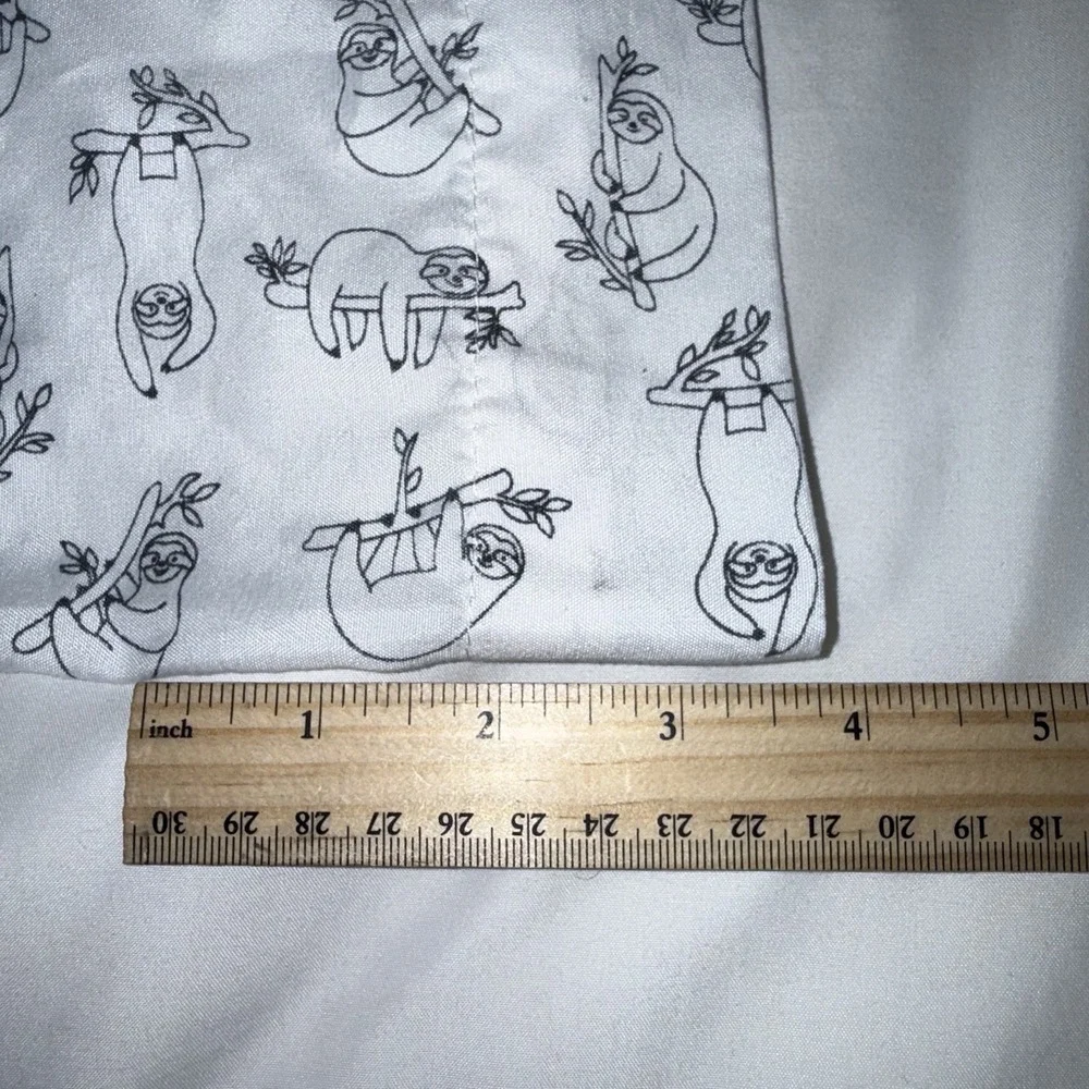 Sloth Pillowcase Double Sided White Black Animal Print Standard Bedding